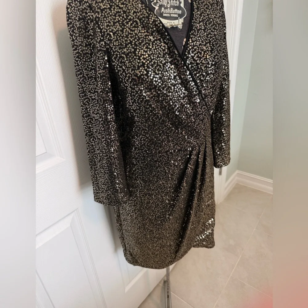 Eliza J Black metallic Sequin Long Sleeve Dress Evening Prom✨ - Picture 3 of 11